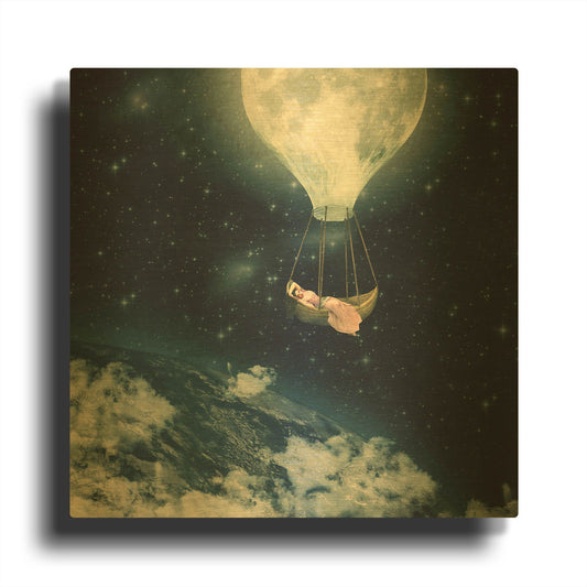 'The Moon Carries Me Away' By Paula Belle Flores Gold Metal Wall Art