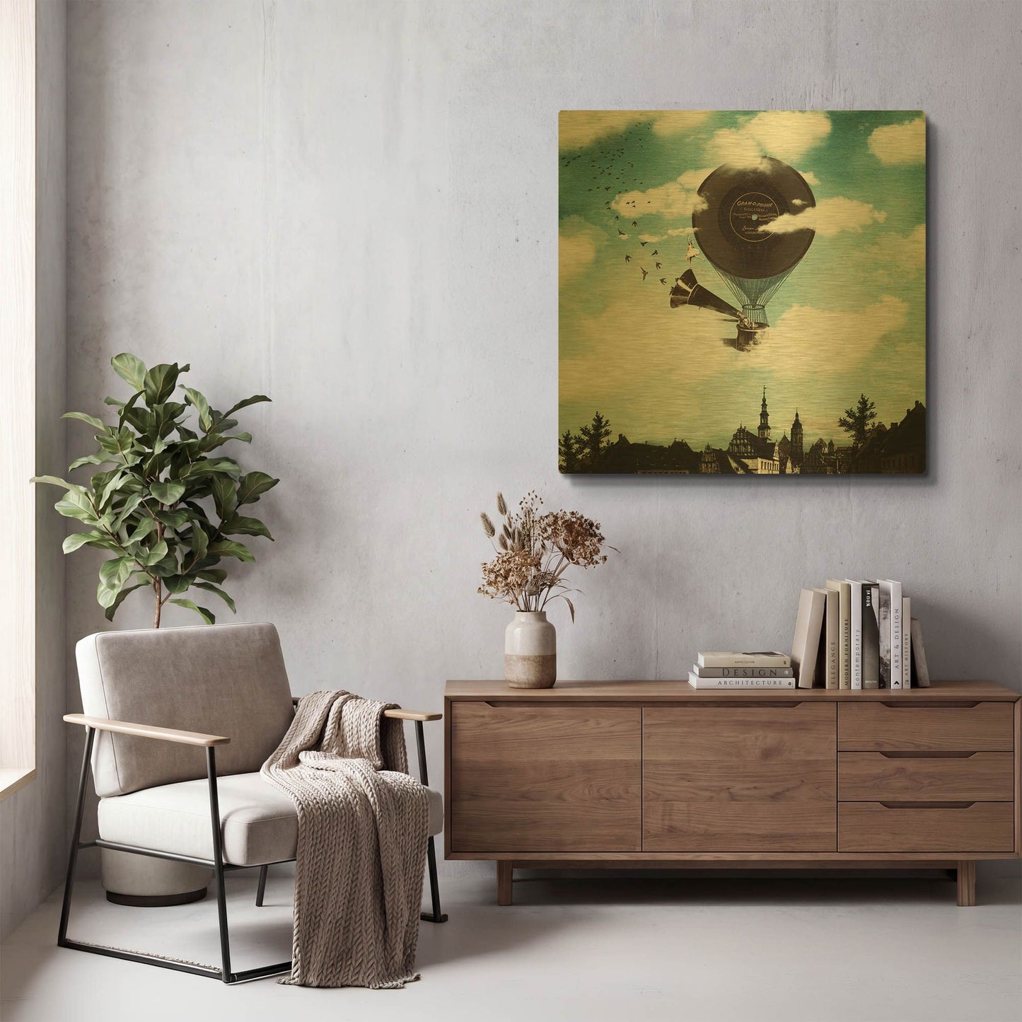 'The Travelling Ballerina' By Paula Belle Flores Gold Metal Wall Art