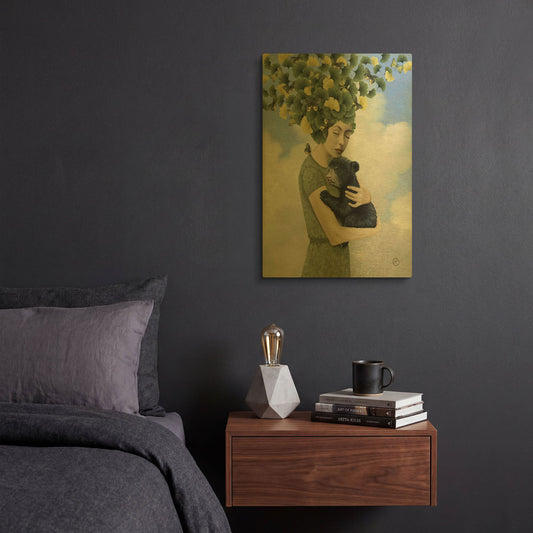 'You Are Safe - Bear' By Paula Belle Flores Gold Metal Wall Art