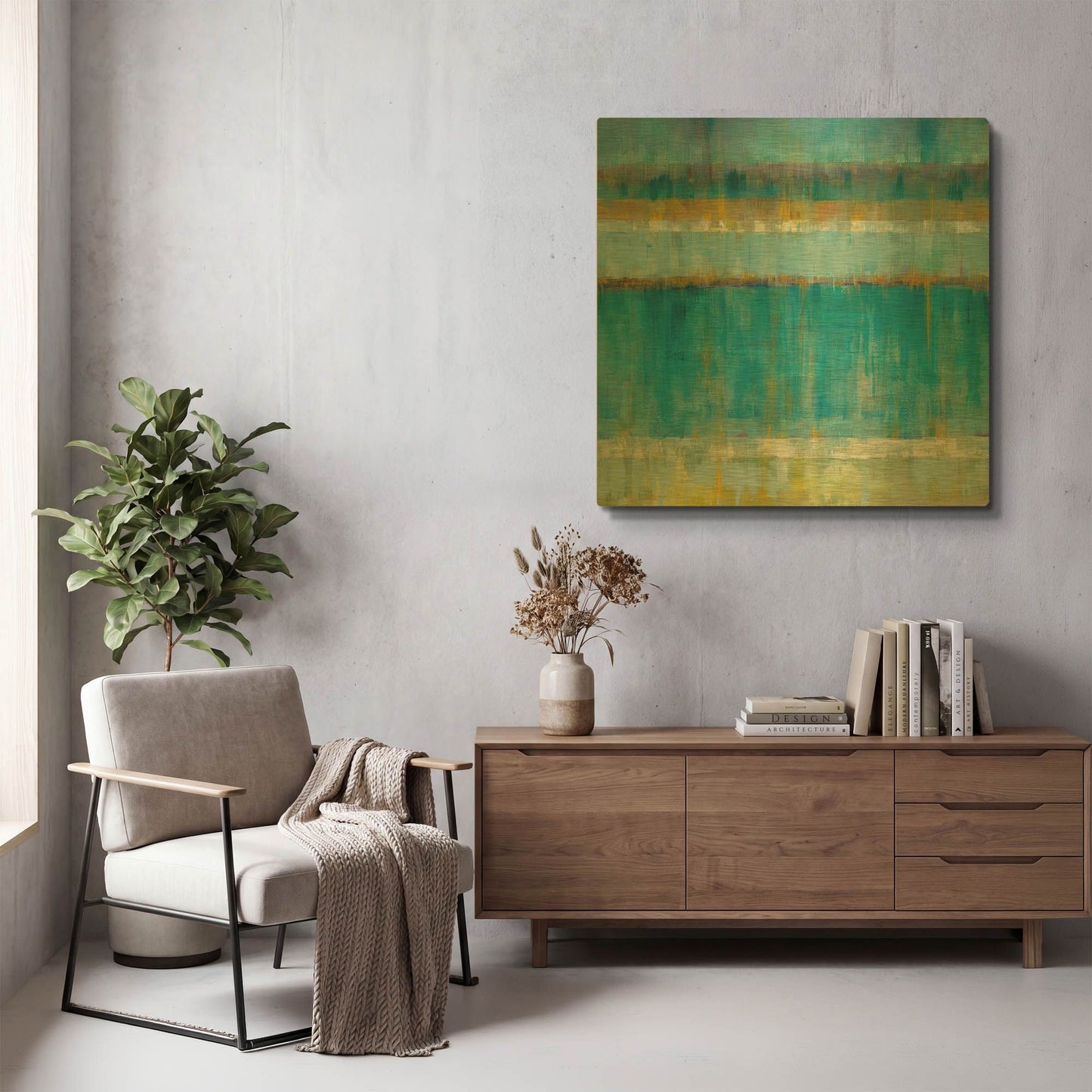'Abstract Stripes' By Danhui Nai Gold Metal Wall Art