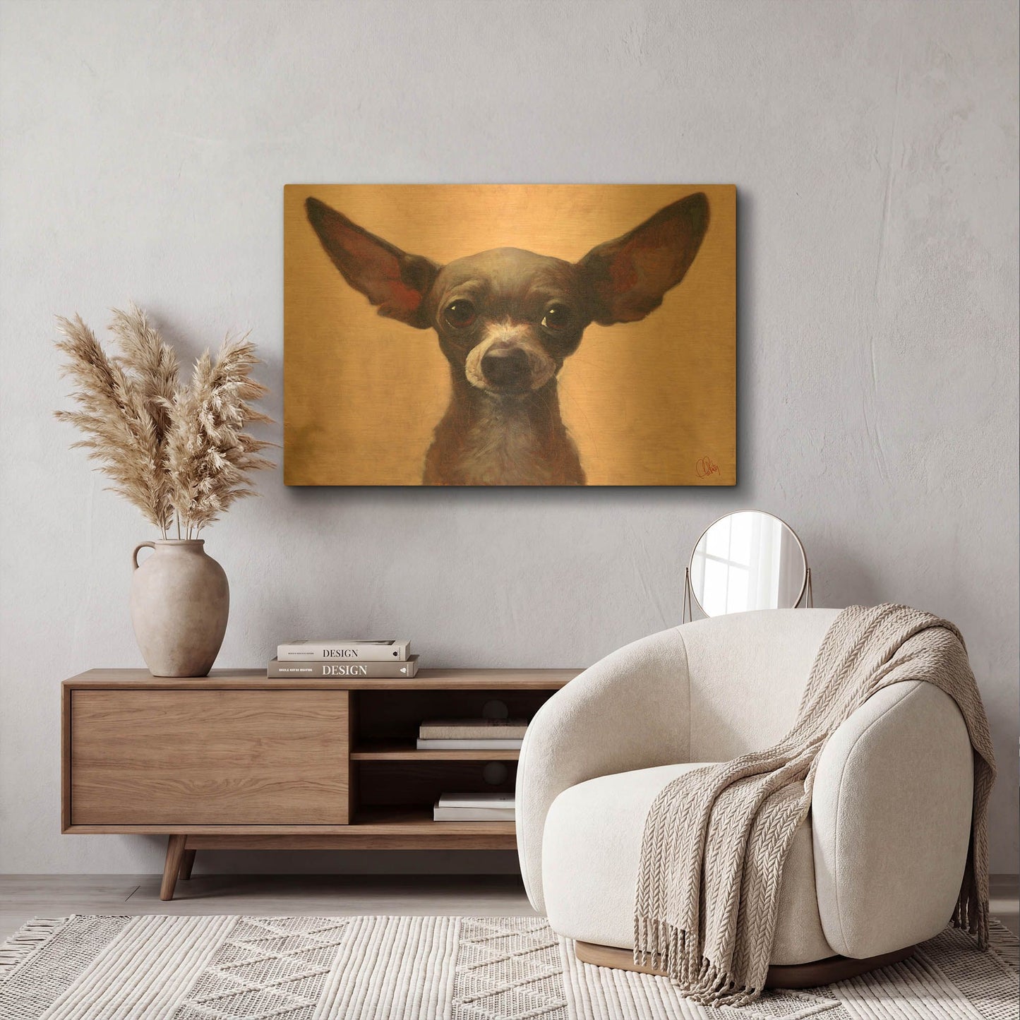 'Chihuahua' By Thomas Fluharty Gold Metal Wall Art