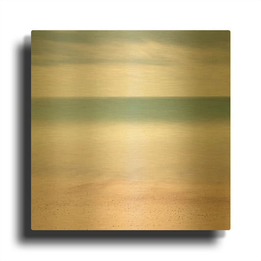 'Beach Sea Sky D1056D' By Wilco Dragt Gold Metal Wall Art