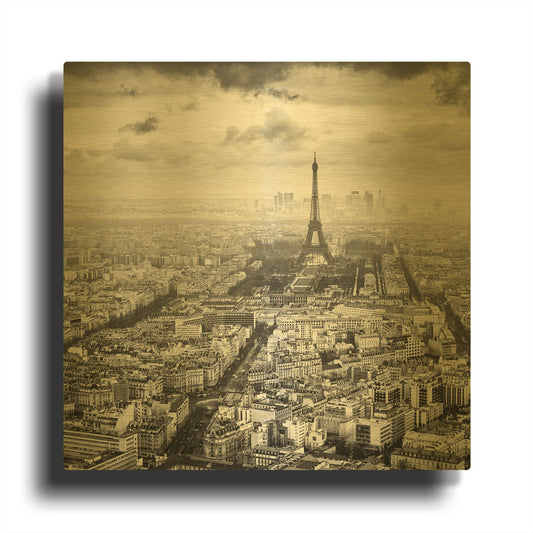 'La Tour Eiffel et La Defense D1060D' By Wilco Dragt Gold Metal Wall Art