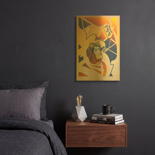 'Amelia Erhart' By David Chestnutt Gold Metal Wall Art