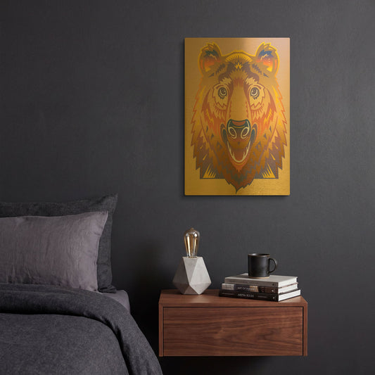'Bear' By David Chestnutt Gold Metal Wall Art
