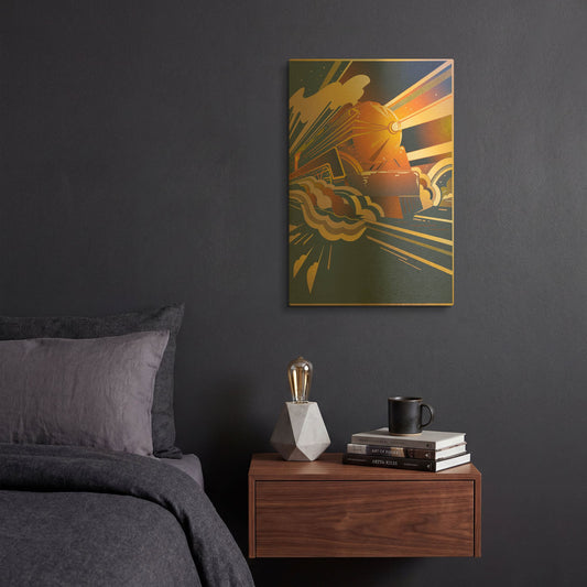 'Bullet Train' By David Chestnutt Gold Metal Wall Art