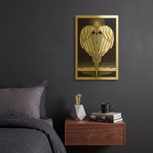 'Christmas Angel' By David Chestnutt Gold Metal Wall Art