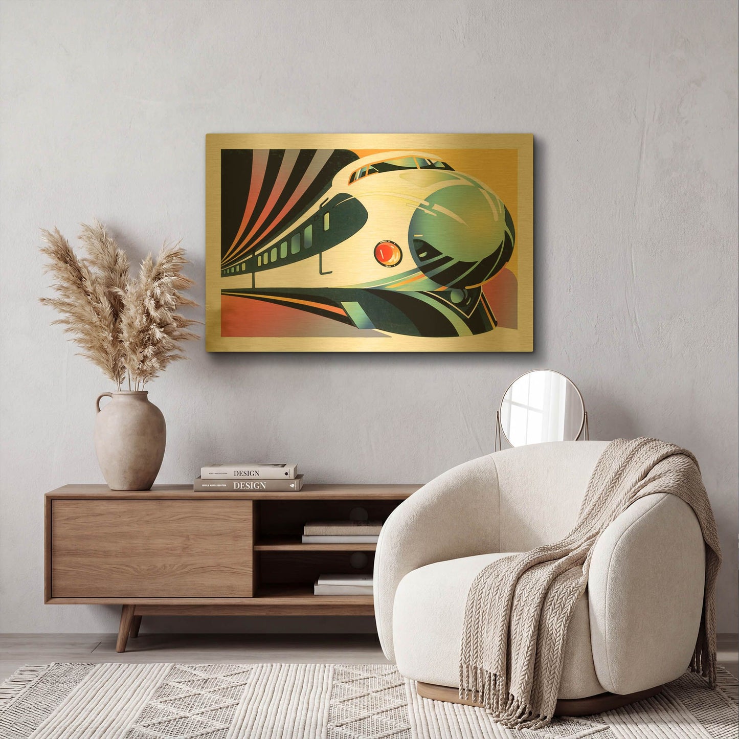 'Japanese High Speed Train' By David Chestnutt Gold Metal Wall Art