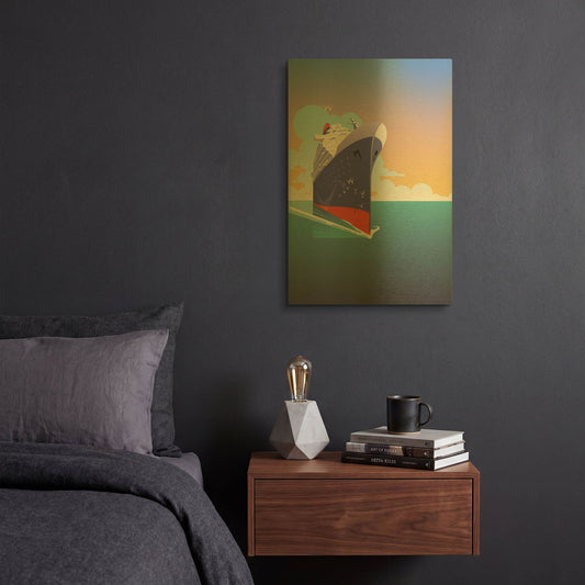 'Liner Blue Skies' By David Chestnutt Gold Metal Wall Art