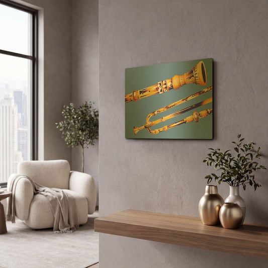 'Old Instruments' By David Chestnutt Gold Metal Wall Art