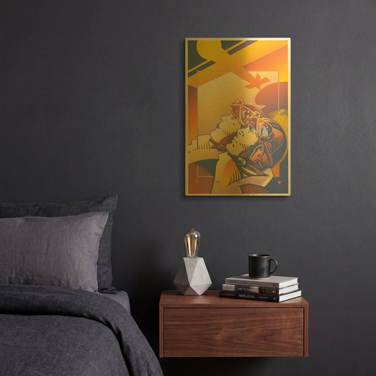 'Pilots Orange' By David Chestnutt Gold Metal Wall Art