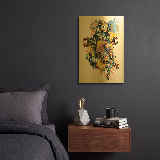 'Take Me To Your Client' By David Chestnutt Gold Metal Wall Art