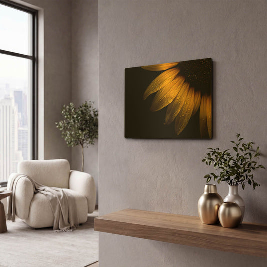 'Backyard Flowers 28 Sunflower' By Brian Carson Gold Metal Wall Art