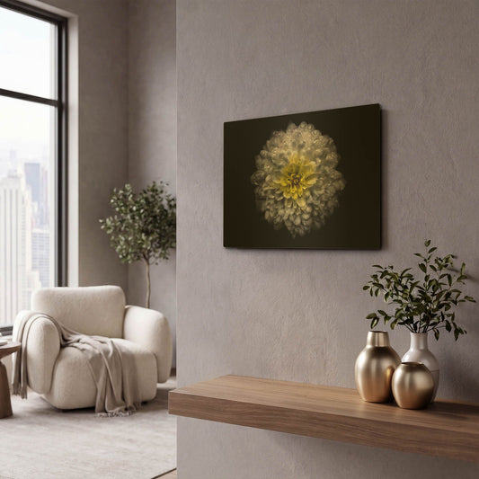 'Backyard Flowers 46 Color Version' By Brian Carson Gold Metal Wall Art