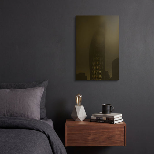 'Downtown Fogfest No 19' By Brian Carson Gold Metal Wall Art
