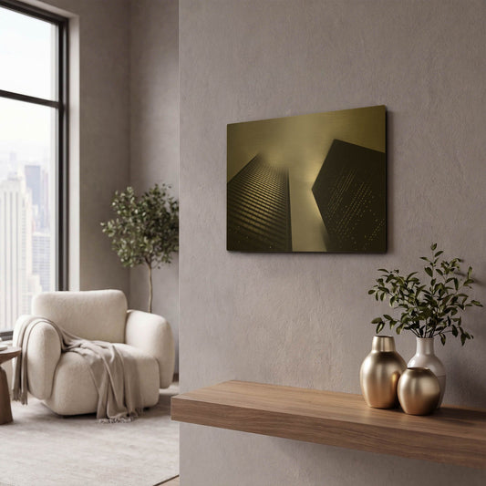 'Downtown Fogfest No 33' By Brian Carson Gold Metal Wall Art
