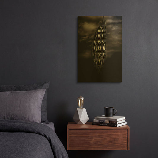 'L Tower No 3' By Brian Carson Gold Metal Wall Art