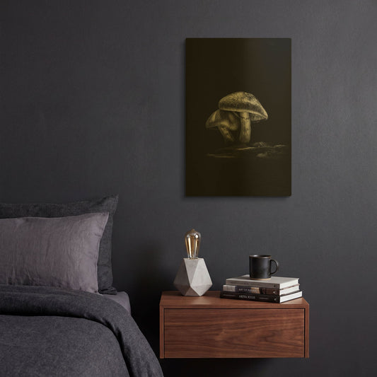 'Toadstools On A Trail No 2' By Brian Carson Gold Metal Wall Art