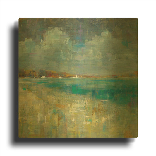 'Sky and Sea Crop' By Danhui Nai Gold Metal Wall Art