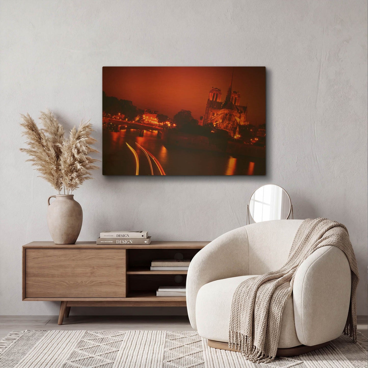 'Red Night' By Sebastien Lory Gold Metal Wall Art