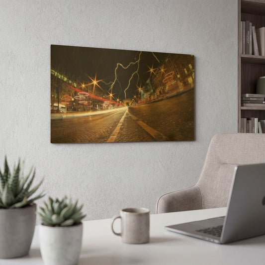 'Elysee storm' By Sebastien Lory Gold Metal Wall Art