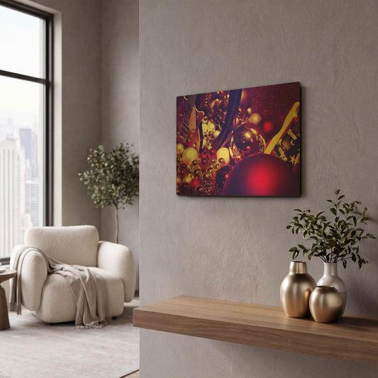 'Christmas Gifts' By Sebastien Lory Gold Metal Wall Art