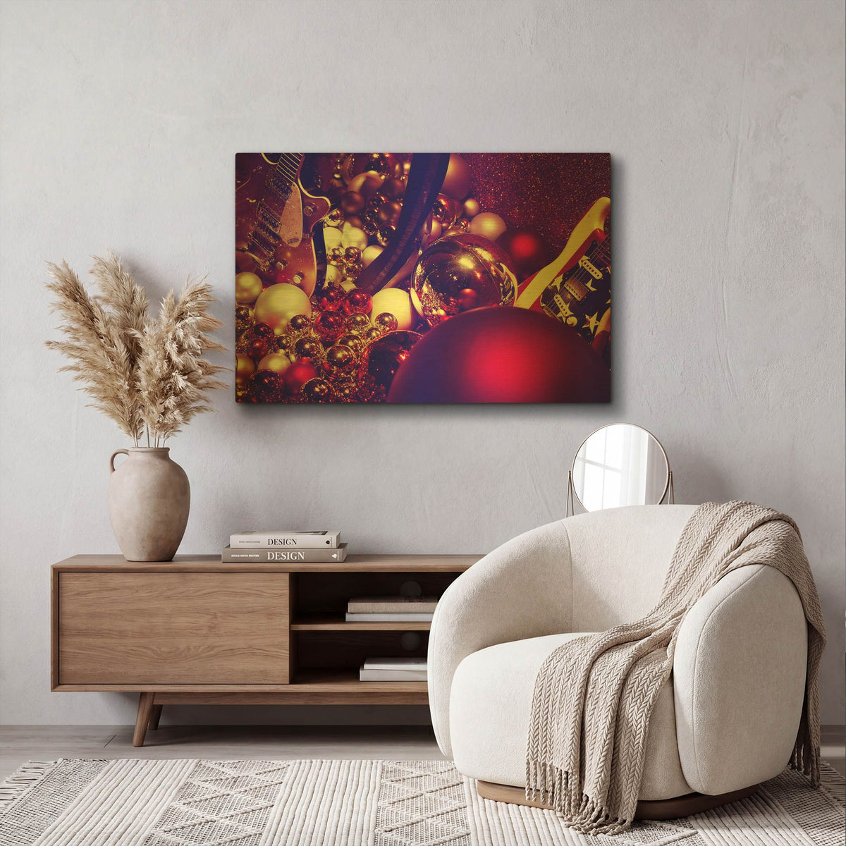 'Christmas Gifts' By Sebastien Lory Gold Metal Wall Art