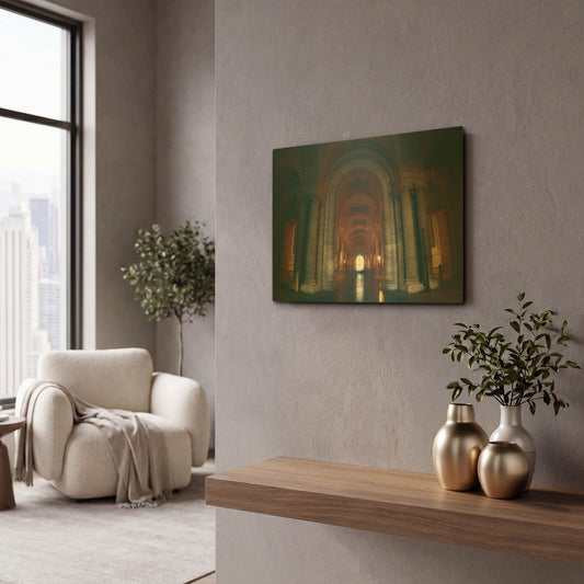 'Hall of Ghosts' By Sebastien Lory Gold Metal Wall Art
