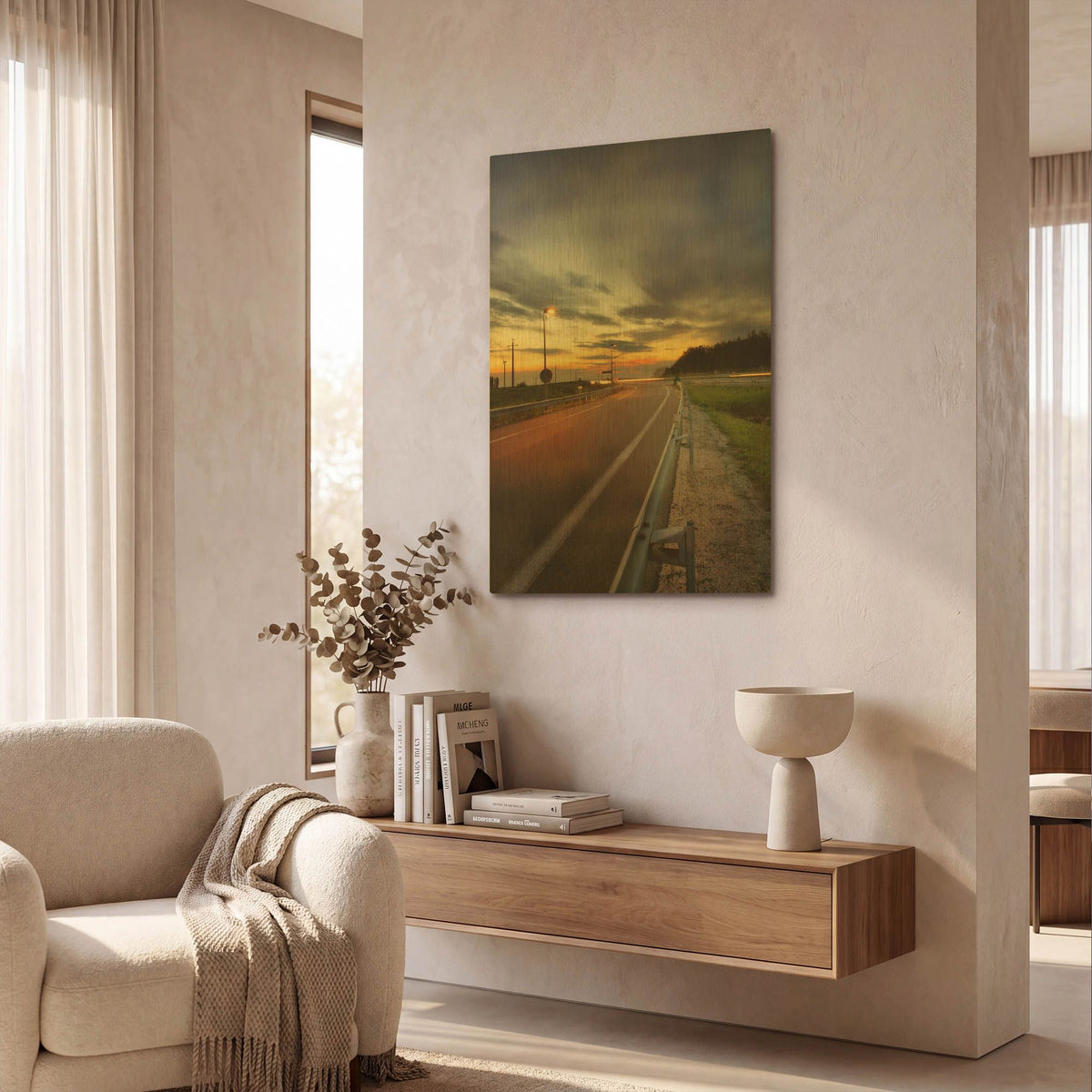'Motorway' By Sebastien Lory Gold Metal Wall Art