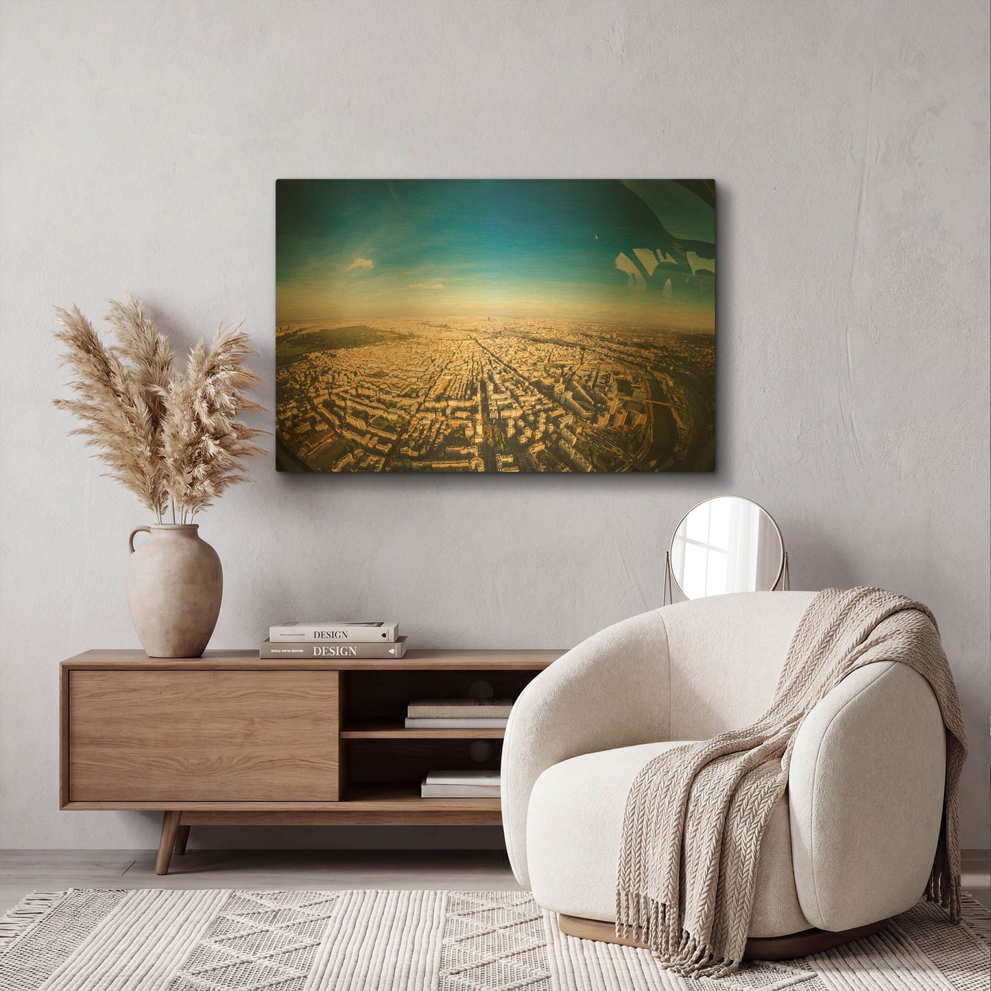 'Urban Sky' By Sebastien Lory Gold Metal Wall Art