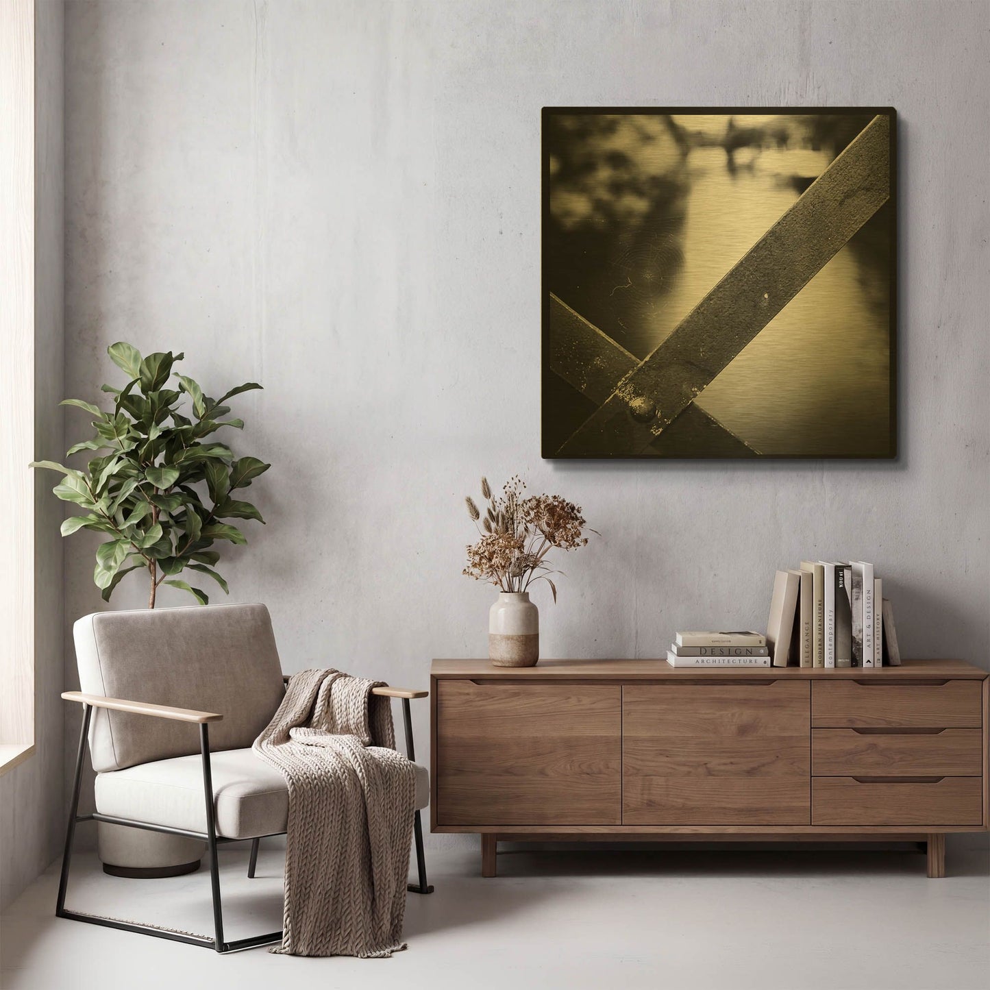 'X' By Sebastien Lory Gold Metal Wall Art