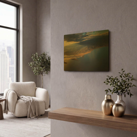 'Nice Airport' By Sebastien Lory Gold Metal Wall Art