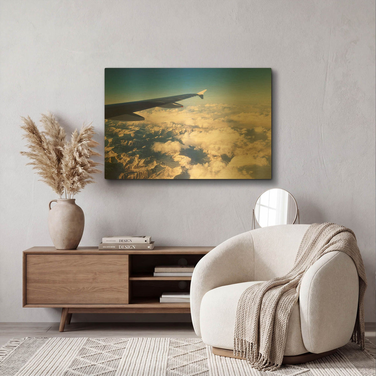 'Over The Mountains' By Sebastien Lory Gold Metal Wall Art