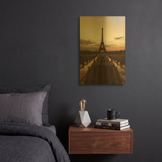 'Fire Eiffel tOWER' By Sebastien Lory Gold Metal Wall Art