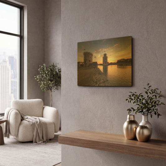 'Port de la Rochelle' By Sebastien Lory Gold Metal Wall Art