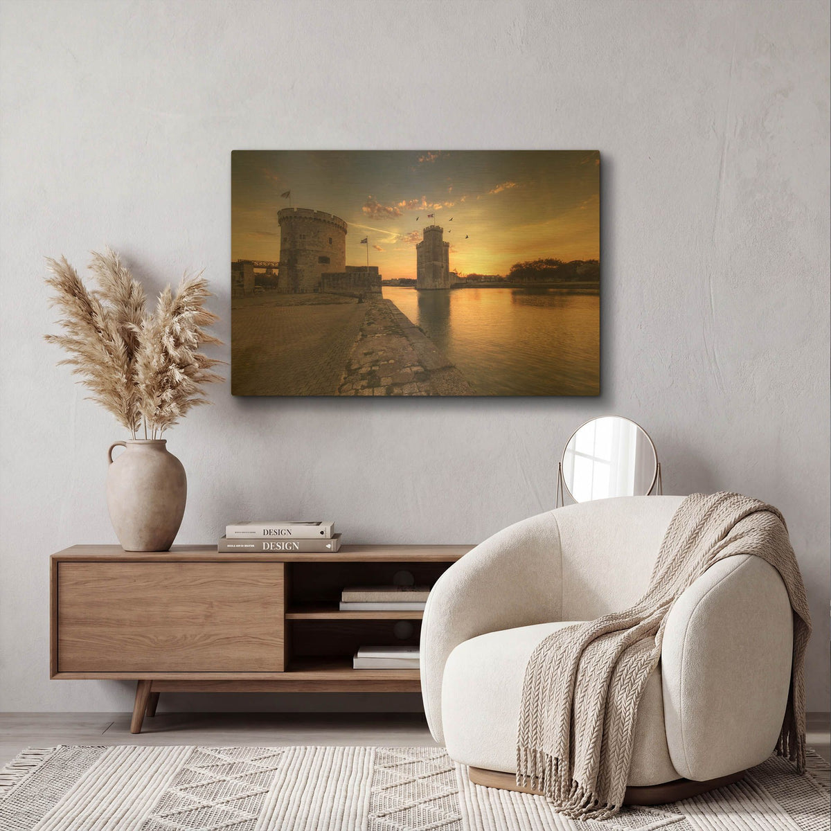 'Port de la Rochelle' By Sebastien Lory Gold Metal Wall Art