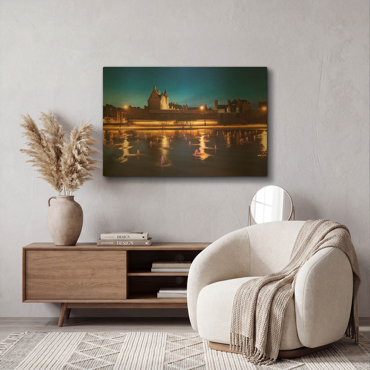 'Castle Reflections' By Sebastien Lory Gold Metal Wall Art