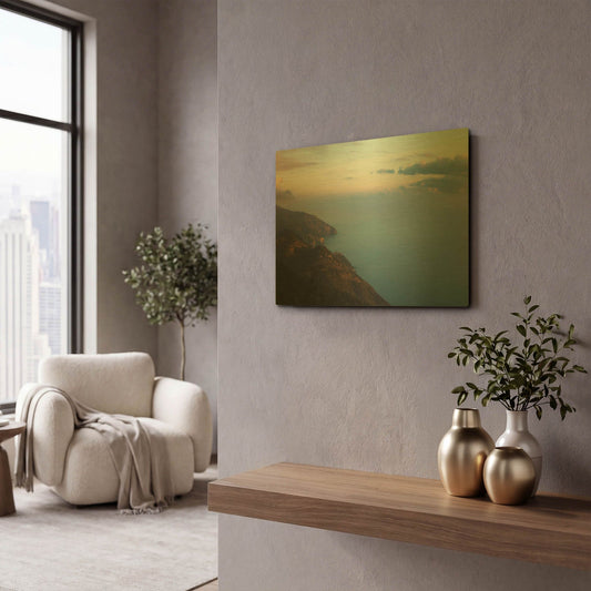 'Ocean Views' By Sebastien Lory Gold Metal Wall Art