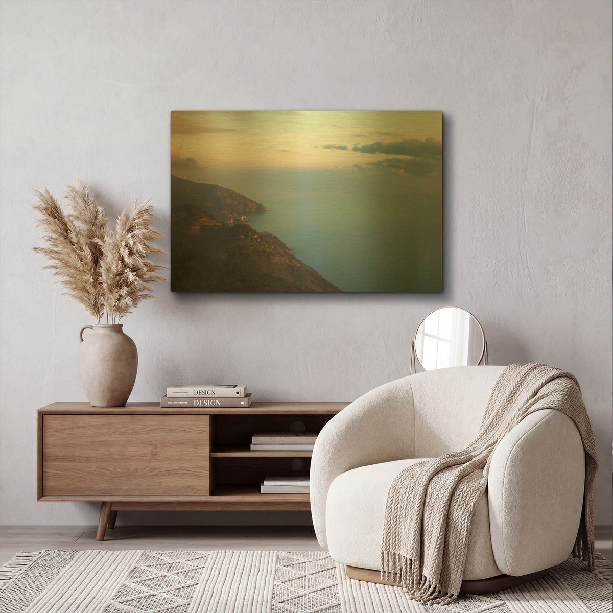 'Ocean Views' By Sebastien Lory Gold Metal Wall Art