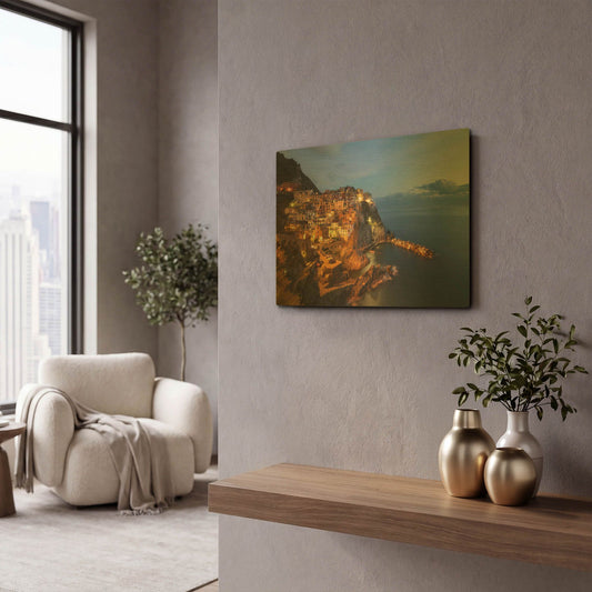 'Magestic Night' By Sebastien Lory Gold Metal Wall Art