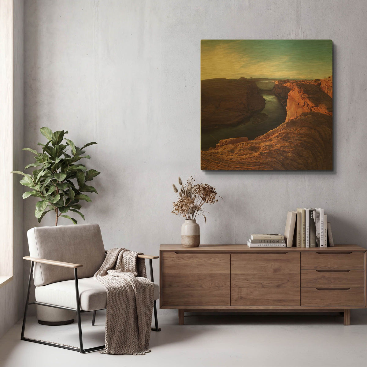 'Mistery Canyon II' By Sebastien Lory Gold Metal Wall Art