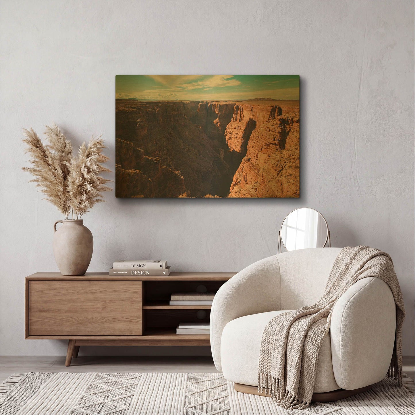 'Mistery Canyon III' By Sebastien Lory Gold Metal Wall Art