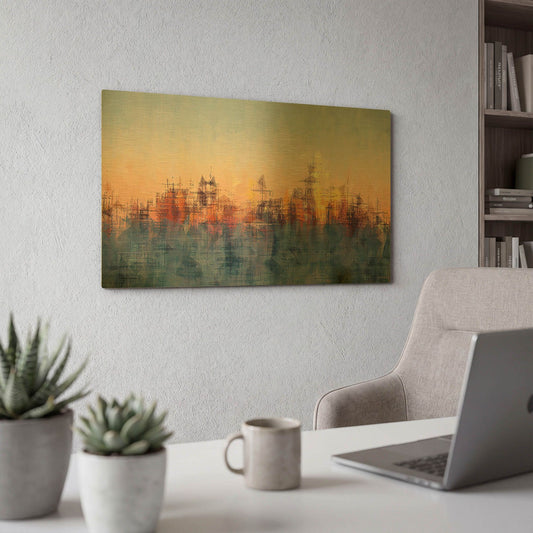 'Metro Morning 2' By David Manlove Gold Metal Wall Art