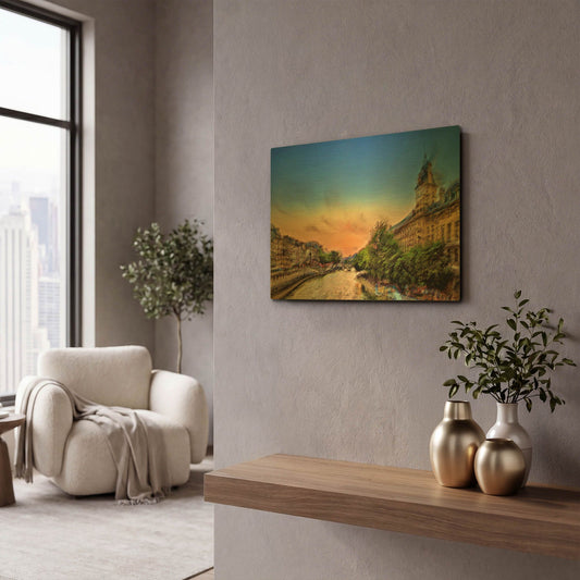 'River Seine A' By David Manlove Gold Metal Wall Art