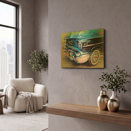 '57 Chevy' By David Manlove Gold Metal Wall Art