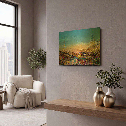 'Seine River Abstract' By David Manlove Gold Metal Wall Art