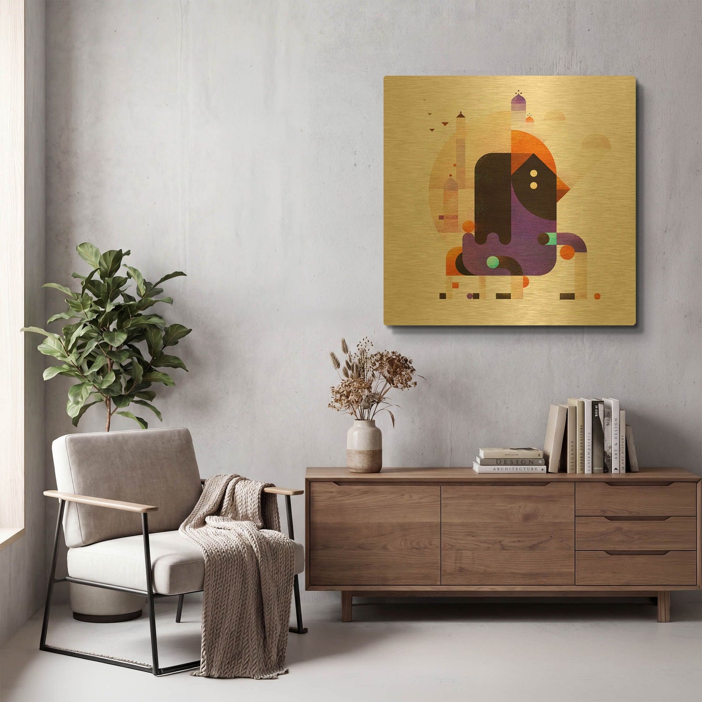 'Waiting For Tomorrow' By Antony Squizzato Gold Metal Wall Art
