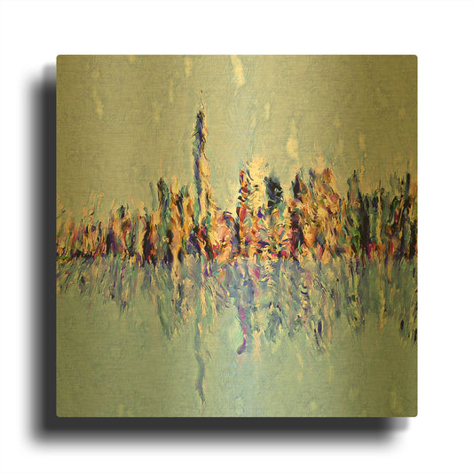 'New York Guache' By David Manlove Gold Metal Wall Art
