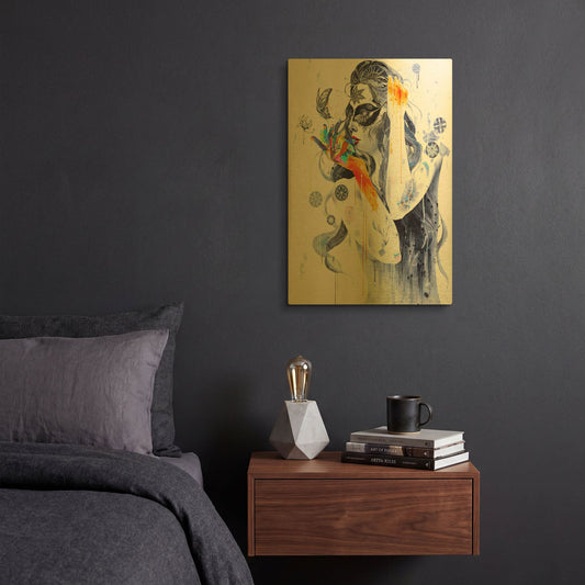 'Flower' By MinJae Gold Metal Wall Art