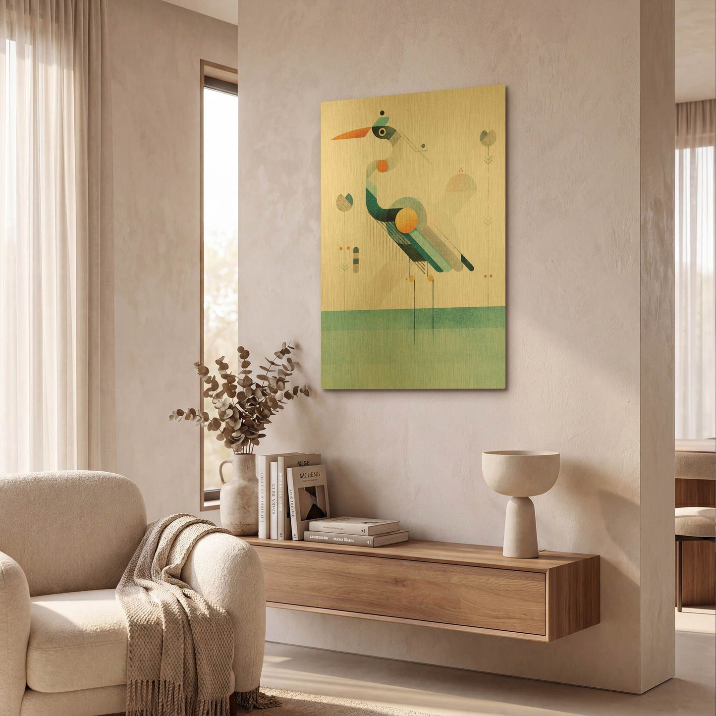 'Blue Heron' By Antony Squizzato Gold Metal Wall Art